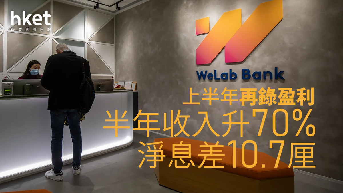 數字銀行｜WeLab Bank上半年再錄盈利半年收入升70% 淨息差10.7厘
