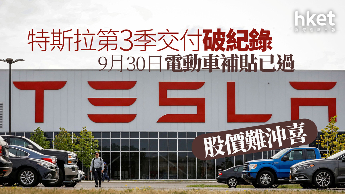 TSLA｜特斯拉第3季交付破紀錄9月30日電動車補貼已過股價難沖喜