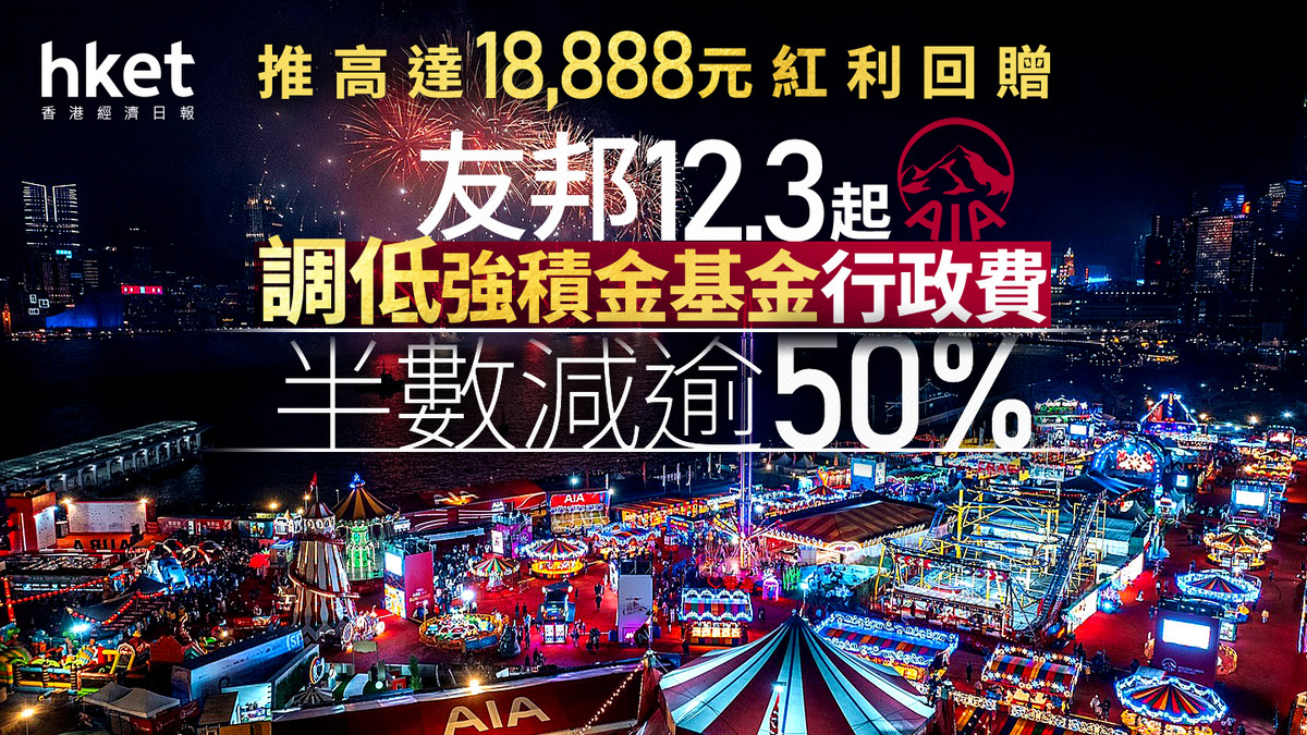 MPF｜AIA友邦12月3日起調低強積金基金行政費、半數減逾50% 推高達18,888元紅利回贈
