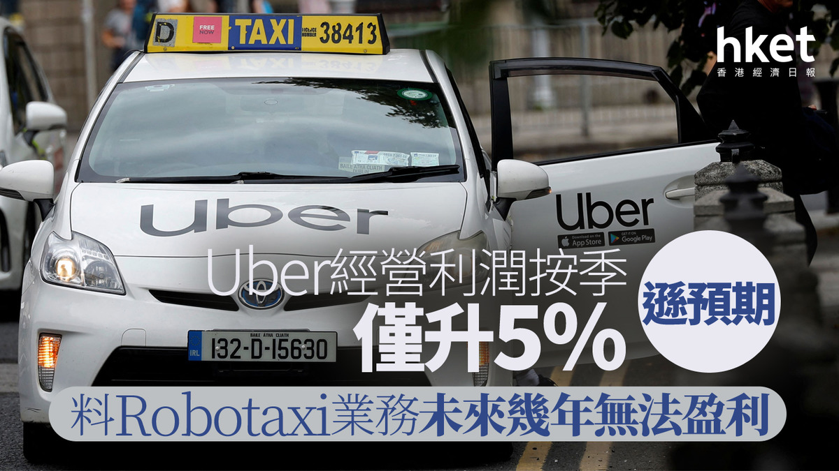 美股焦點｜Uber經營利潤按季僅升5%遜預期料Robotaxi業務未來幾年無法盈利美股開市挫8%
