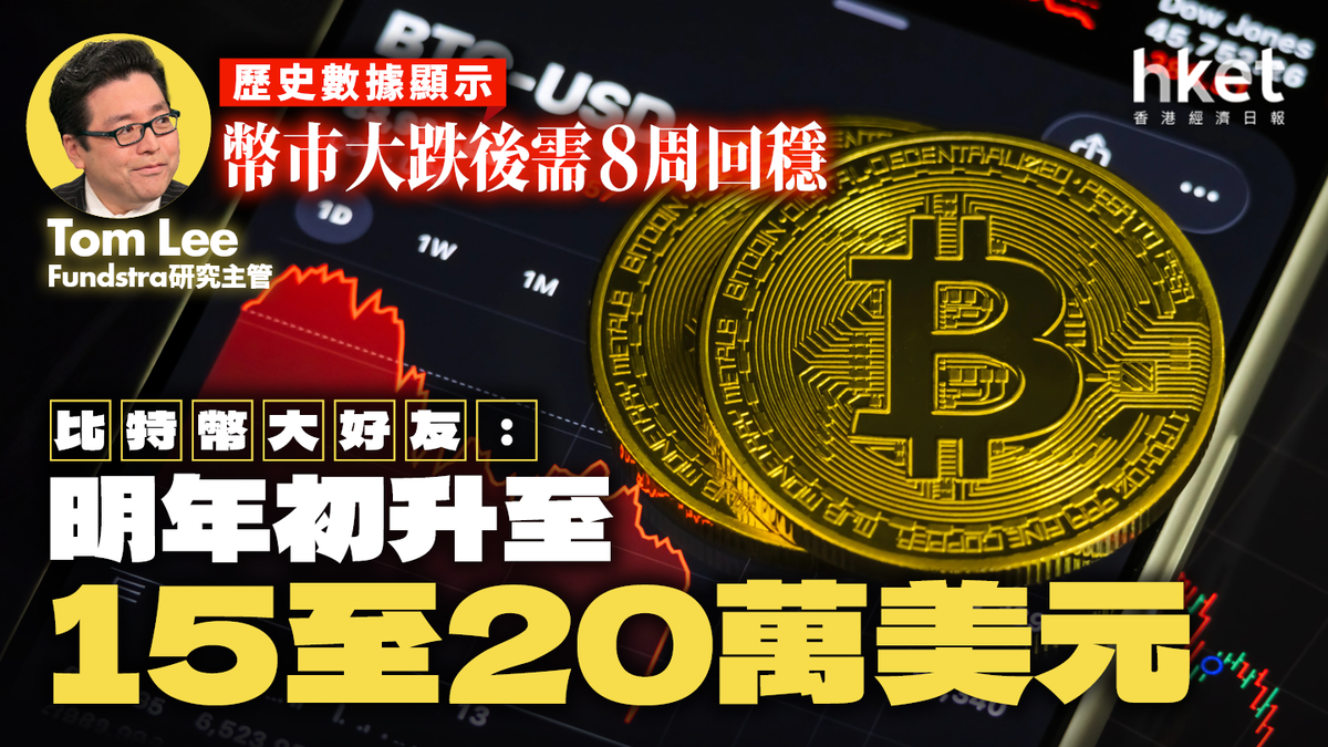 比特幣大好友：明年初反彈至最高20萬美元歷史顯示大跌後需8周企穩