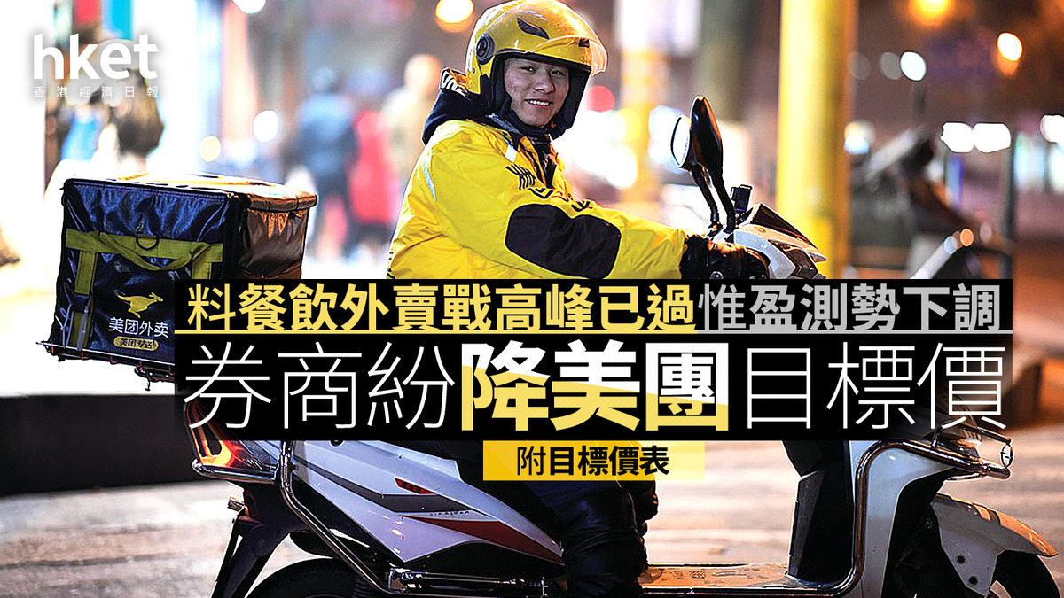 3690大行報告｜美團失守百元關券商料餐飲外賣戰高峰已過惟盈測勢下調紛降目標價（附目標價表）