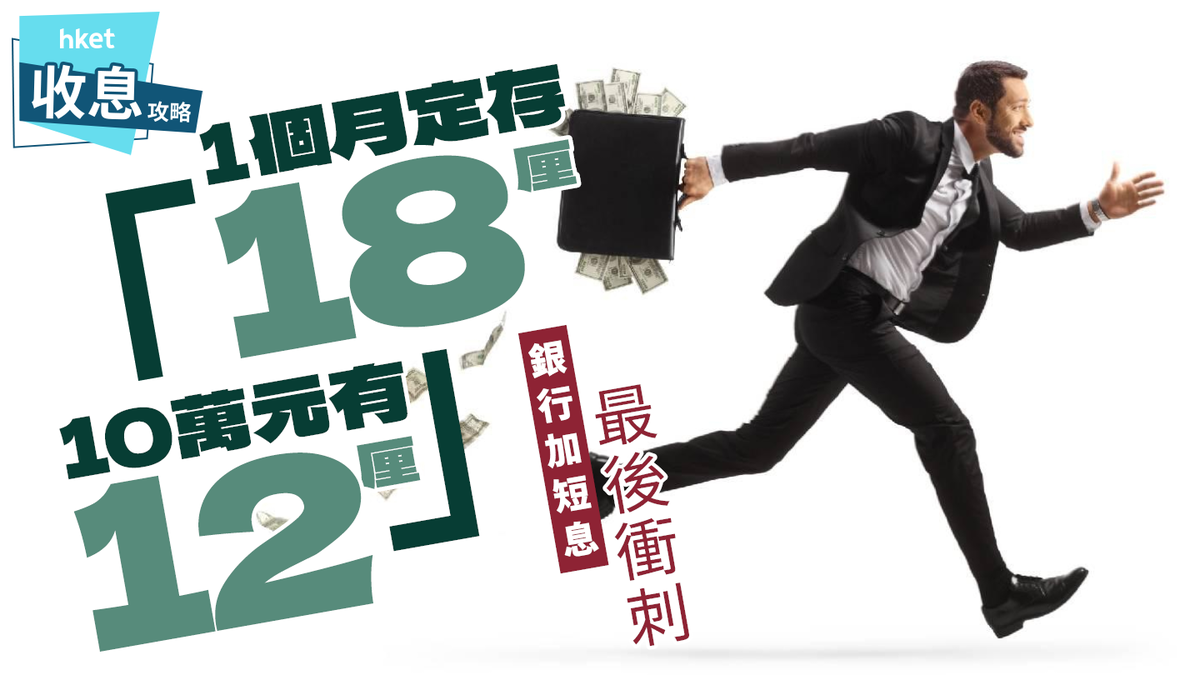港元定存｜1個月最高18厘10萬元有12厘銀行加短息最後衝刺