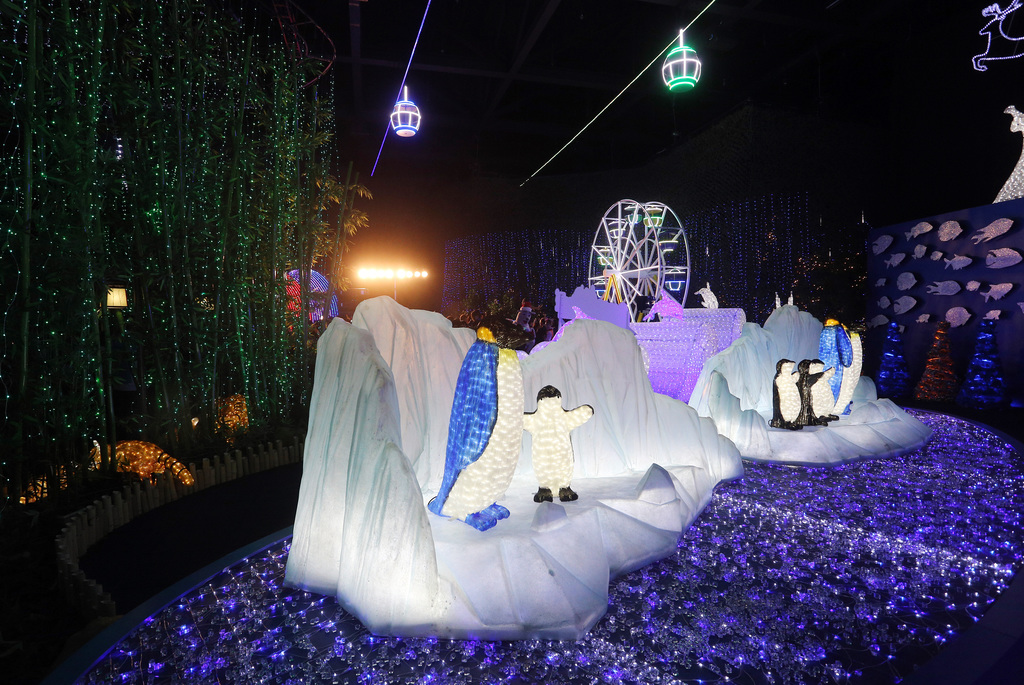園方以數百萬顆LED燈，打造「迷你海洋公園」。(林宇翔攝)